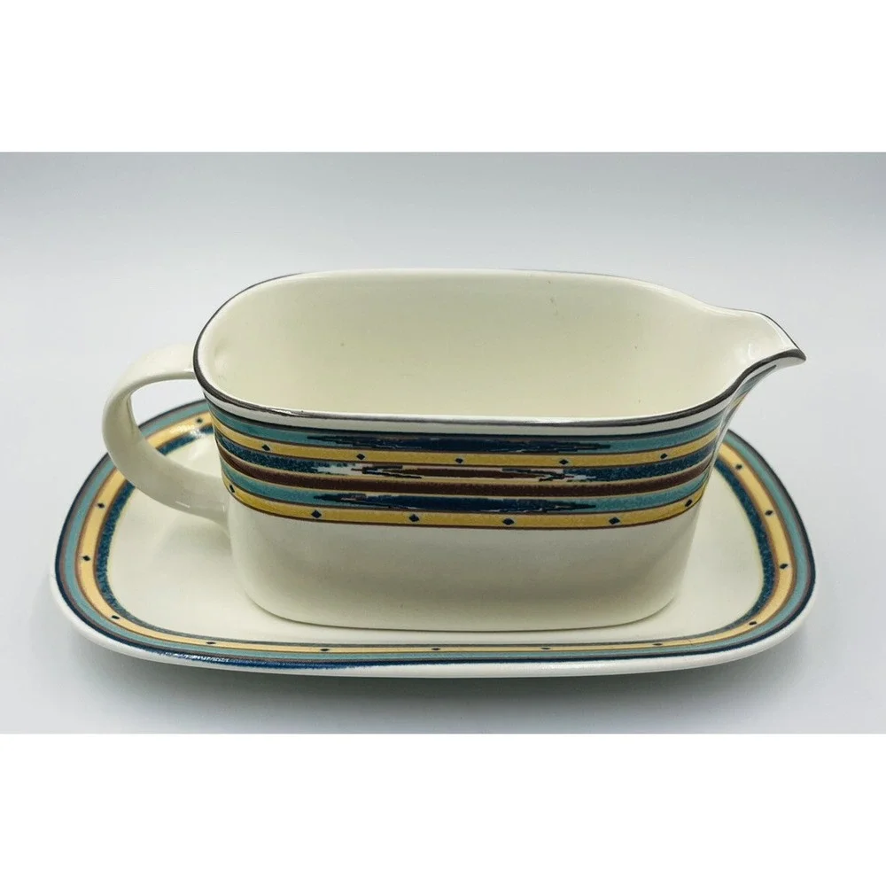 Mikasa Intaglio CAC73 Color Circuit Gravy Sauce Boat Set Underplate Replacement